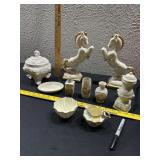 10pc lot pottery porcelain vases bookends