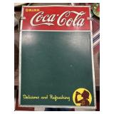 1939 antique Coca Cola menu board sign 27"x19