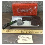 Custom damascus steel hatchet in original box