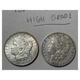 2 US Morgan silver dollars 1880 P & 1881 P