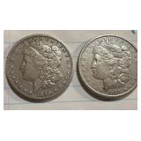 2 US Morgan silver dollars 1896 O & 1890 P