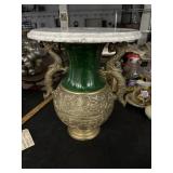 17" ornate brass & marble table stand dragons