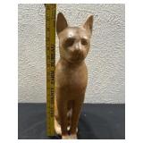 17.5 inch wooden cat art sculpture unsigned