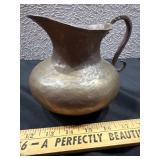 Arts & crafts hammered copper pitcher hand wrought