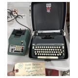 2pc lot old vintage typewriter & adding machine