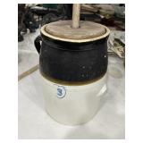Burley Winter antique stoneware churn 3 gallon