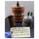 3pc gas oil can lot Wizard Justrite Cross Country