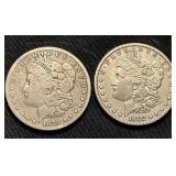 2 US morgan silver dollars 1879 P 1882 P