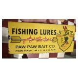 PAWPAW Bait Co fishing lure store porcelain sign