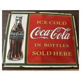 Coca Cola heavy porcelain / metal sign 1923 bottle