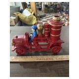 Large 11" cast iron toy fire truck