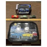 4 toy cars + tray Maisto Dinky rolls royce mustang