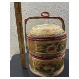 Antique woven hand colored Chinese wedding basket