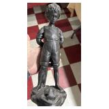 15" heavy bronze metal art sculpture boy and frog
