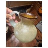 Old hand blown OVERSHOT art glass pitcher Czech