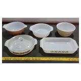 PYREX FIRE KING 5pc lot mid century kitchen dishes
