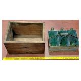 1940s Coca Cola bottles wooden box metal tote