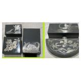 MEOW Dresser boxes 5pc set gray / silver inlay