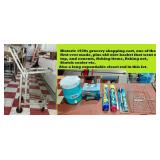 1930s grocery cart wire basket & contents