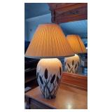 Vintage pottery cattail table lamp WORKS