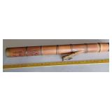Old Asian bamboo & brass 29" water pipe w birds