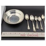 STERLING SILVER bowl & 5 spoons