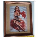 22 x 18 vintage frame w Elvgren pinup girl risque