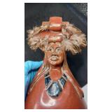 14" tall signed LAKE pottery woman Moche style
