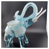 MURANO Italy 10" art glass elephant w raied trunk