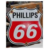 PHILLIPS 66 porcelain 12" gas pump station sign