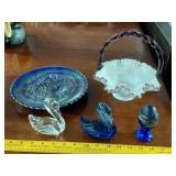 5pc lot FENTON IMPERIAL glass plum crest carnival