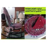 Old purple velvet sewing rocker & witch