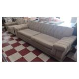 1950s mid century sculptured poly sofa & chair