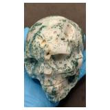 Solid natural STONE moss agate skull
