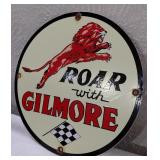 GILMORE gasoline gas pump station porcelain sign