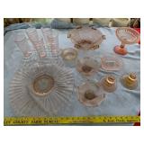 14pc Pink Depression art glass CZECH HOCKING MORE