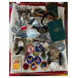 Patches buckles knives Boyd glass book jewelry etc