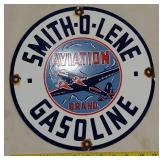 SMITH-O-LENE aviation gasoline porcelain sign