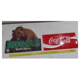2 vintage signs Coca Cola & Kodiak Snuff Tobacco