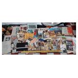 TABLE FULL of old ephemera MAPS ADVERTISING more