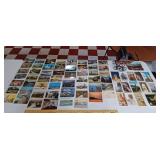 68 vtg postcards & antique toy wicker doll buggy