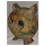 Creepy cast iron owl candle fairy lamp old Japan