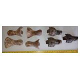 7 old cast iron feet for bathtub / cook stove