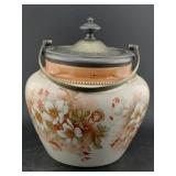 1889 English porcelain biscuit cracker barrel jar