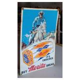 LONE RANGER & MERITA BREAD embossed tin sign