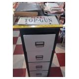 Metal file cabinet w ephemera license plate covers