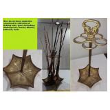 Umbrella stand & 6 vintage fishing rods poles