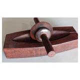 Antique wooden rolling mortar pestle grinder 13"