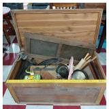 Antique cedar chest & contents