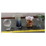 3pc ART GLASS world sphere Murano vase pitcher